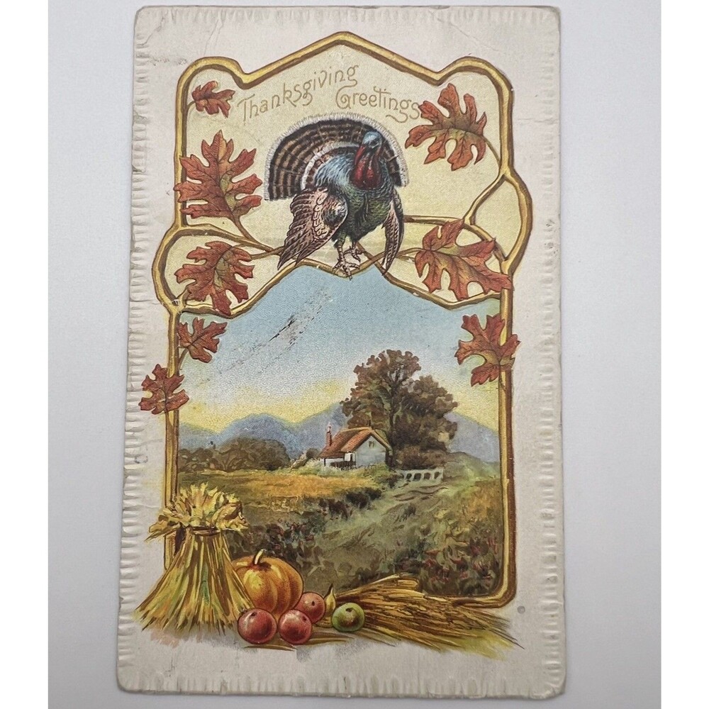 1910 Thanksgiving Greetings Postcard Letter